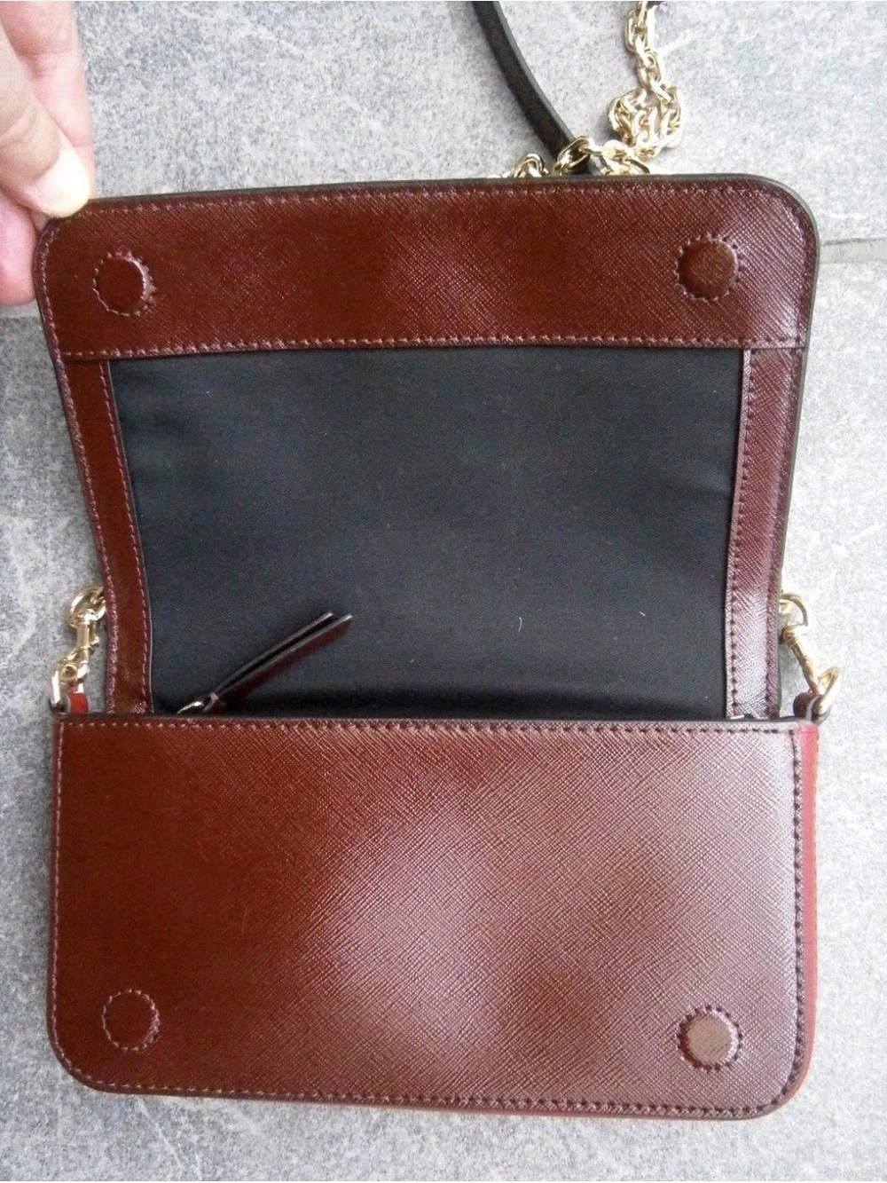 Marc Jacobs Snapshot WOC Tricolor Black SAFFIANO Leather Flap Burghundy Base - Picture 6 of 16